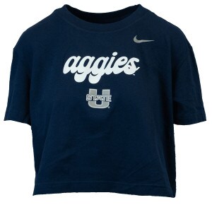 Nike Women's Aggies U-State Navy Cropped T-Shirt